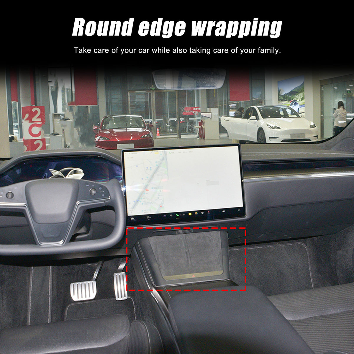 Real Carbon Fiber Console Wireless Charge Panel Frame Trim For Tesla Model S 23+ 15