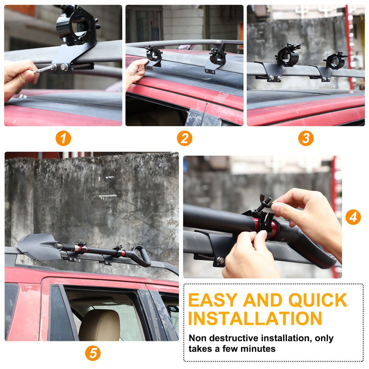 Lift Shovel Holder Offroad Roof Rack Bracket For LR Freelander 2 LR2 L359 07-15 9