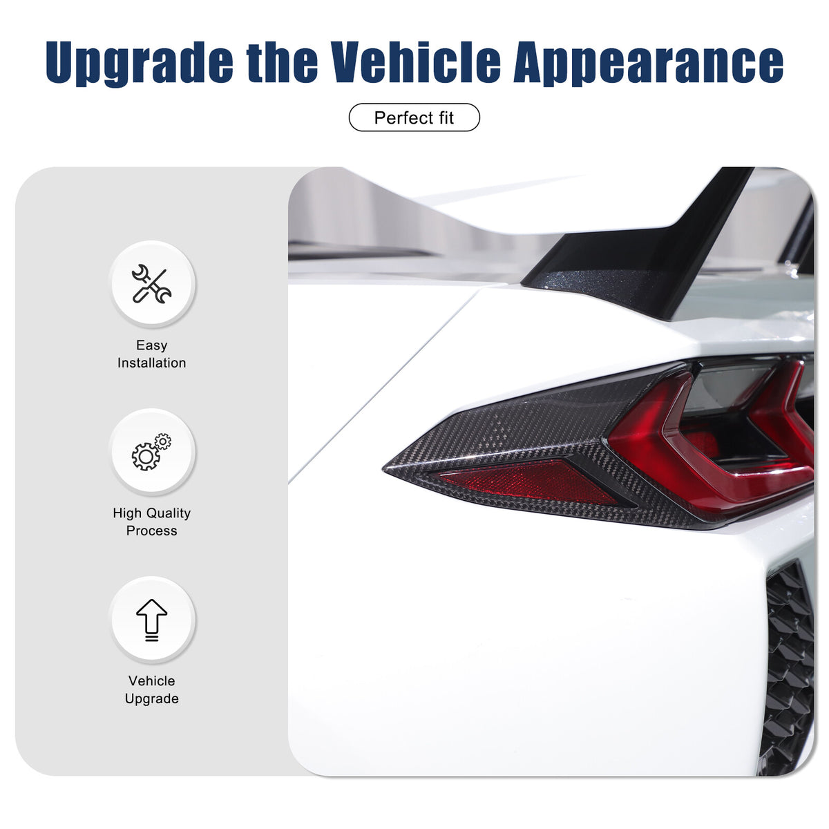 Real Carbon Fiber Rear Taillight Side Trim Cover for Corvette C8 2020+ US 6