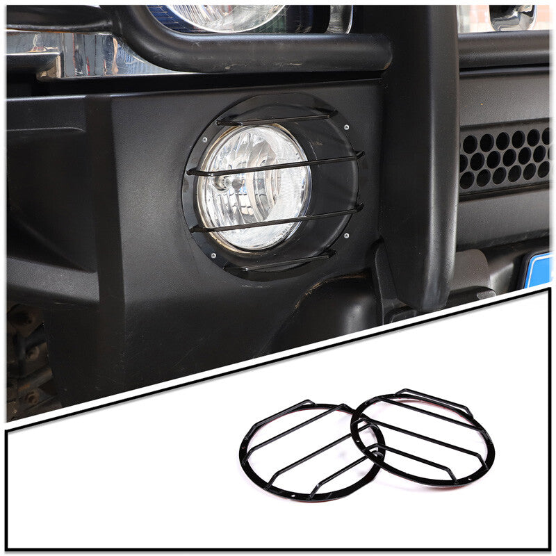 Black Steel Front Fog Light Lamp Frame Cover Trim For Hummer H3 05-09 8