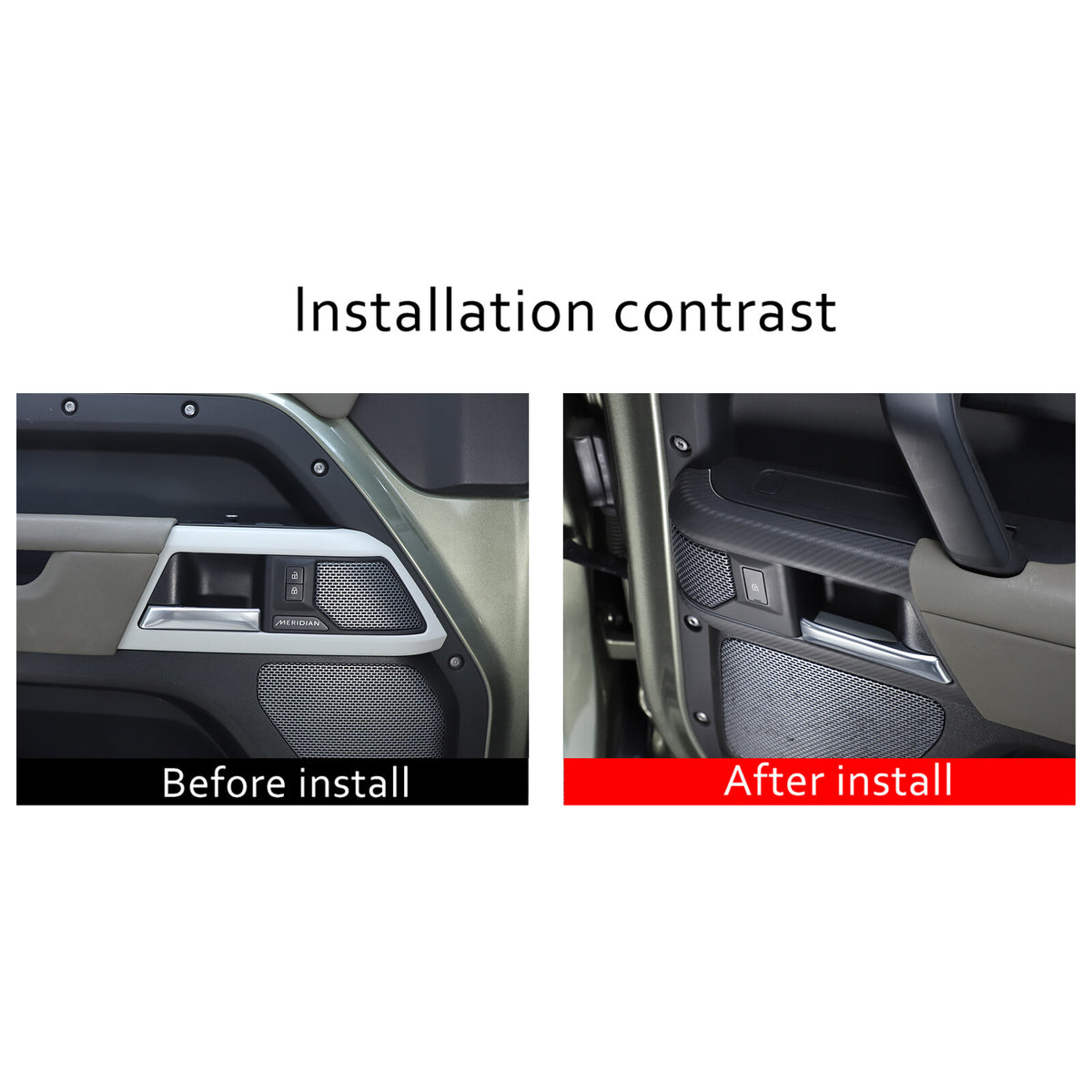 Matte Real Carbon Fiber Interior Door Handle Cover Trim For LR Defender 110 20+ 6
