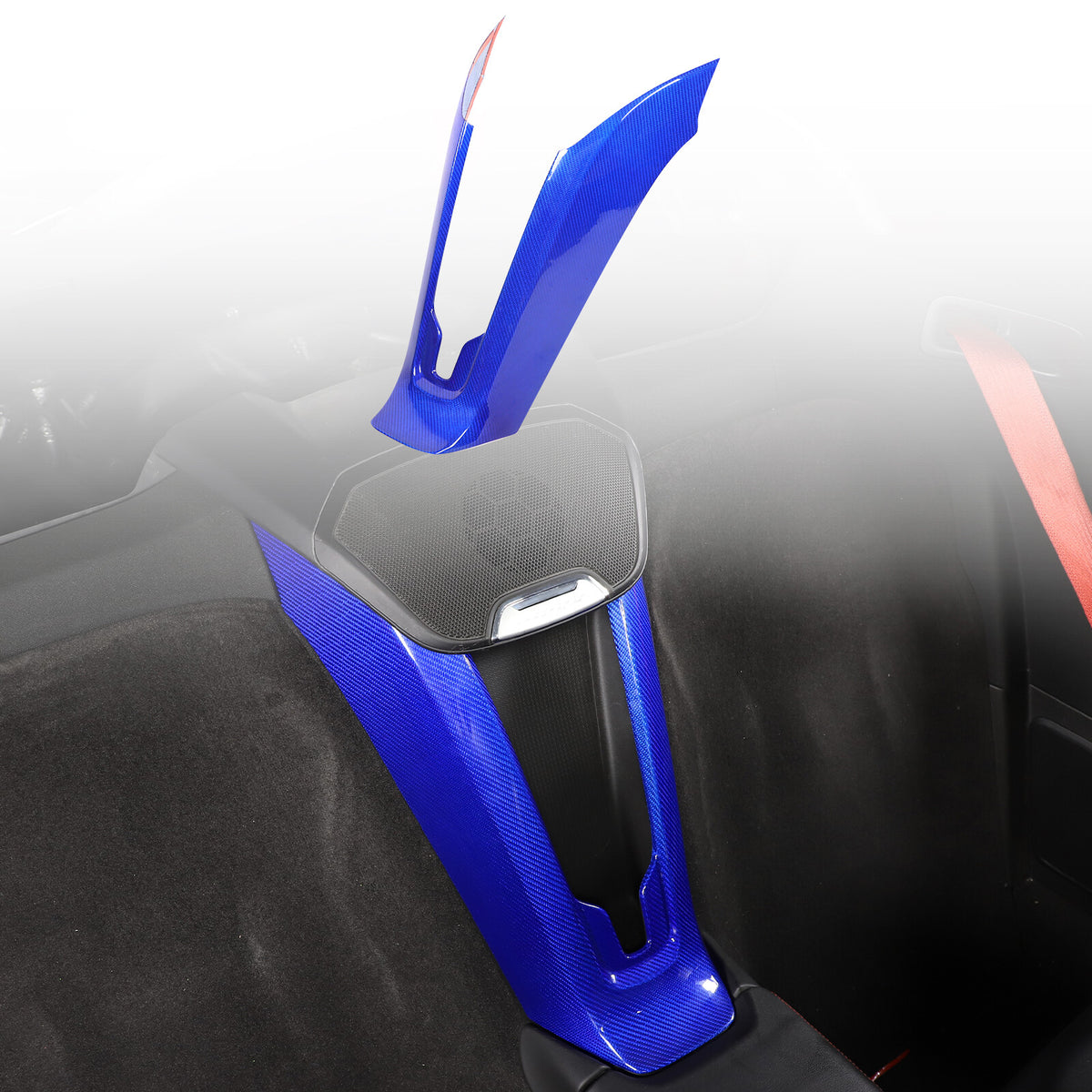 Blue Carbon Fiber Console Waterfall Wireless Charger Trim For C8 Corvette 20+ 6