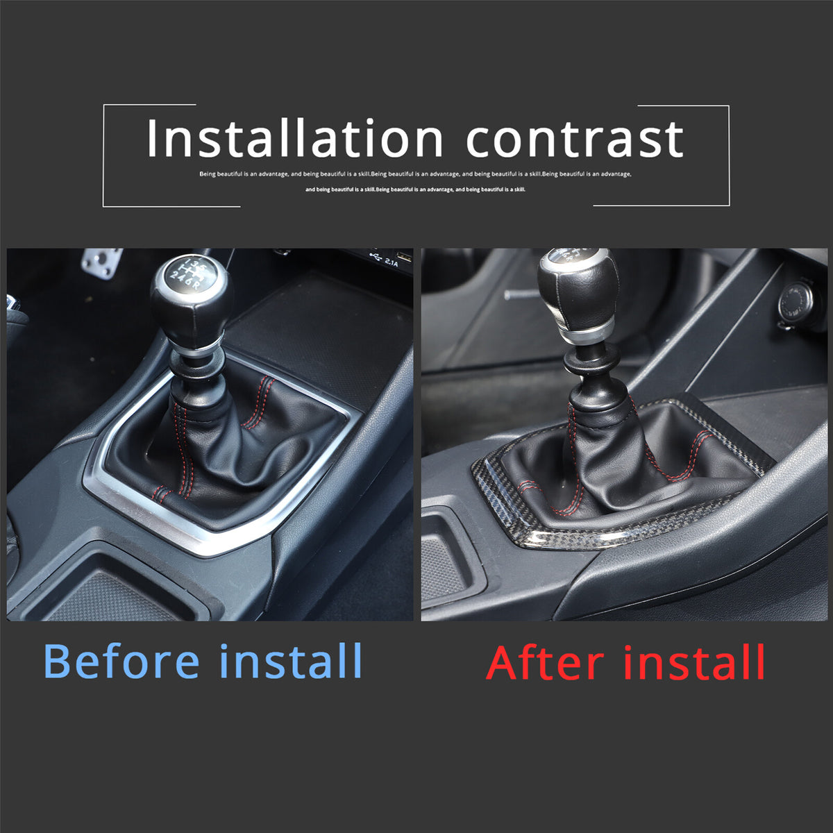 Real Carbon fiber Center Gear Shift Panel trim Cover for Subaru WRX VB MT 22+ 14