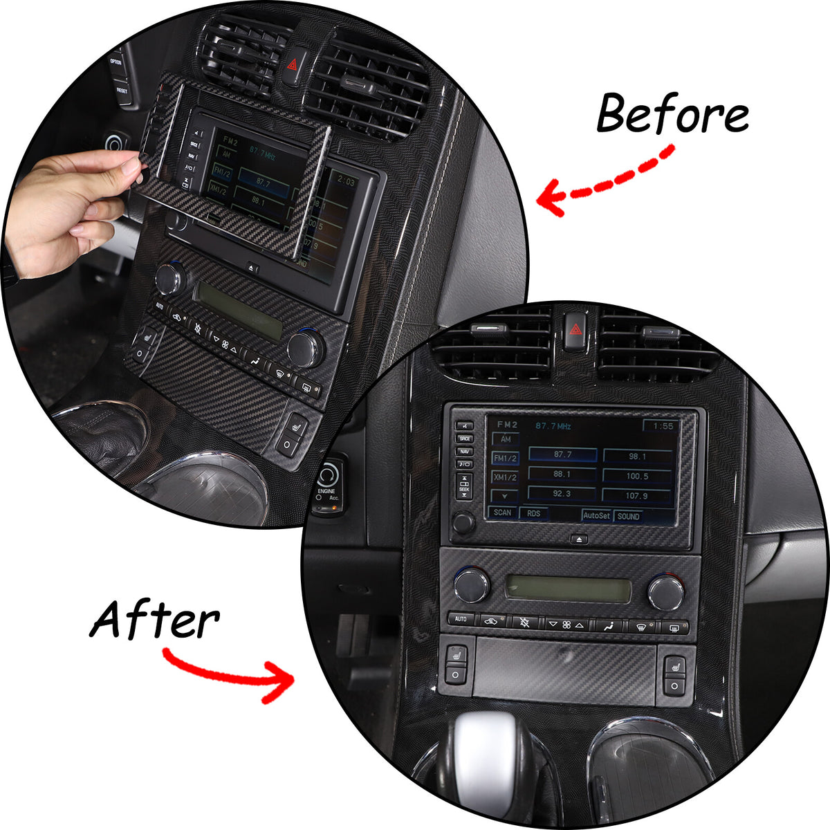 Matte Dry Real Carbon Fiber Center Console Trim Cover For Corvette C6 2005-13 28