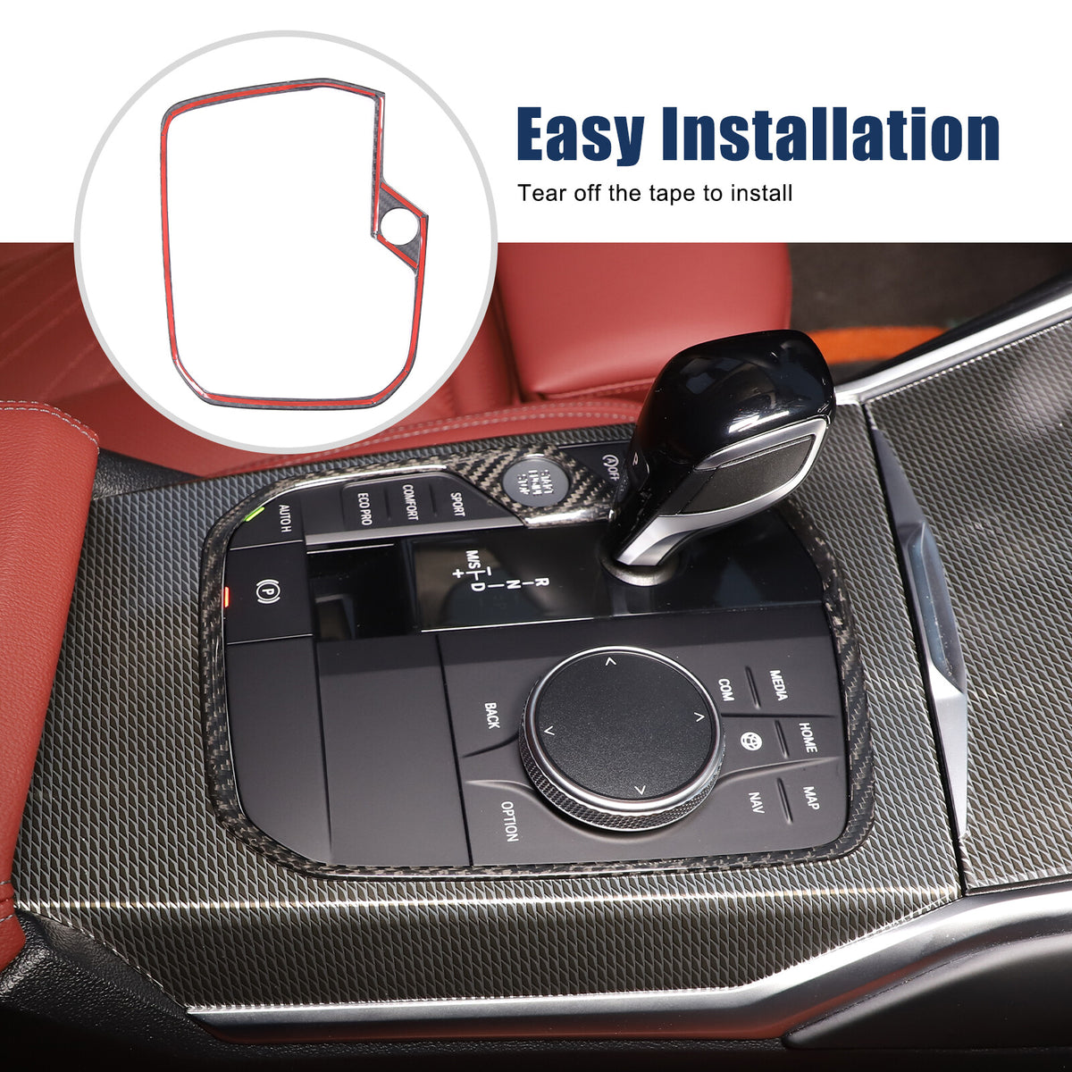 Dry Carbon Fiber Conosle Gear Shift Trim Frame Fits BMW X5 X6 X7 XM 2019-2023 US 14