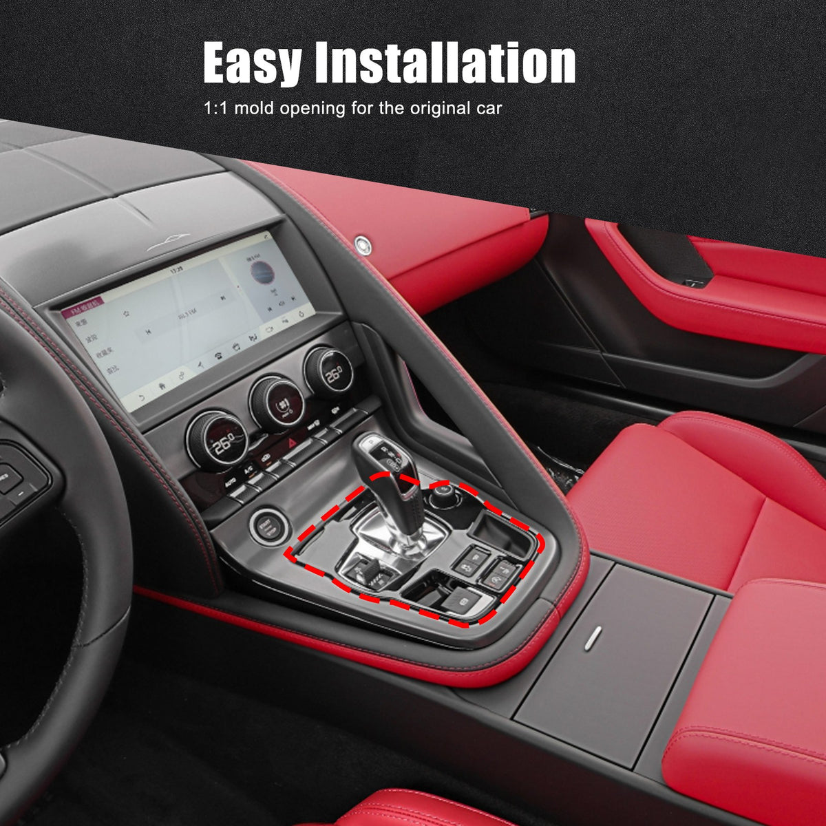 Matte Real Carbon Fiber Gear Shift Indicator Trim For Jaguar F-TYPE X152 2013+ 3