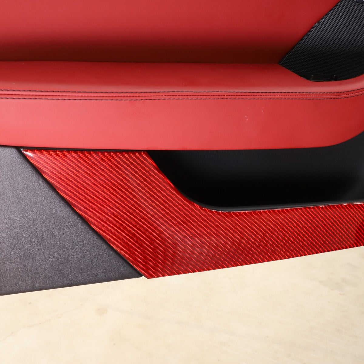 For Jaguar F-TYPE 2013-2022 Door Bottom anti-Kick Panel Trim Red Carbon Fiber 6