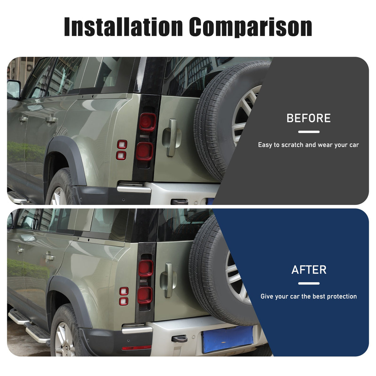 Real Carbon Fiber Rear Tail Light Panel Trim For Land Rover Defender L663 20-25 22