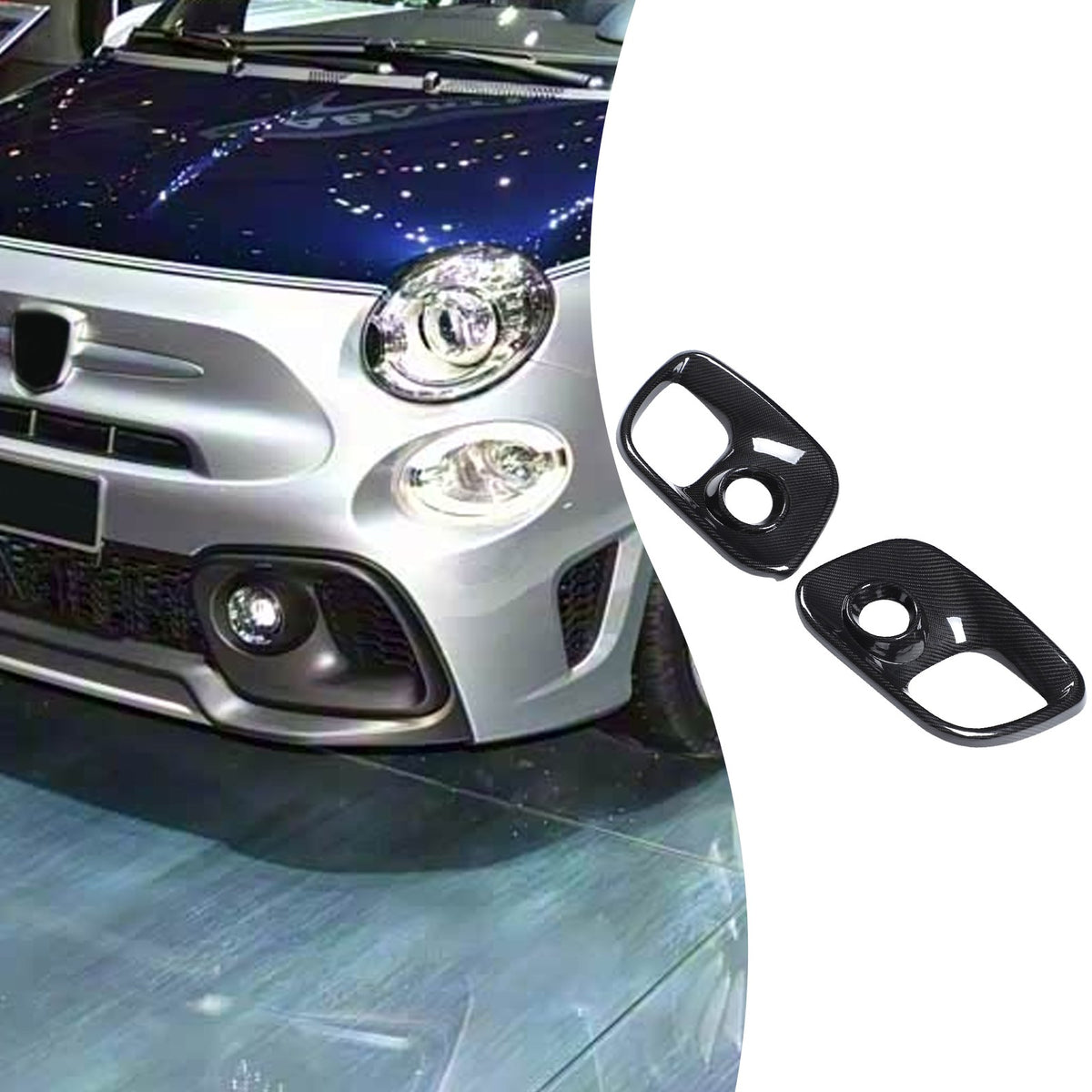 Real Carbon Fiber Front Fog Light Cover Trim For Fiat 500 Abarth 312 2017+ 11