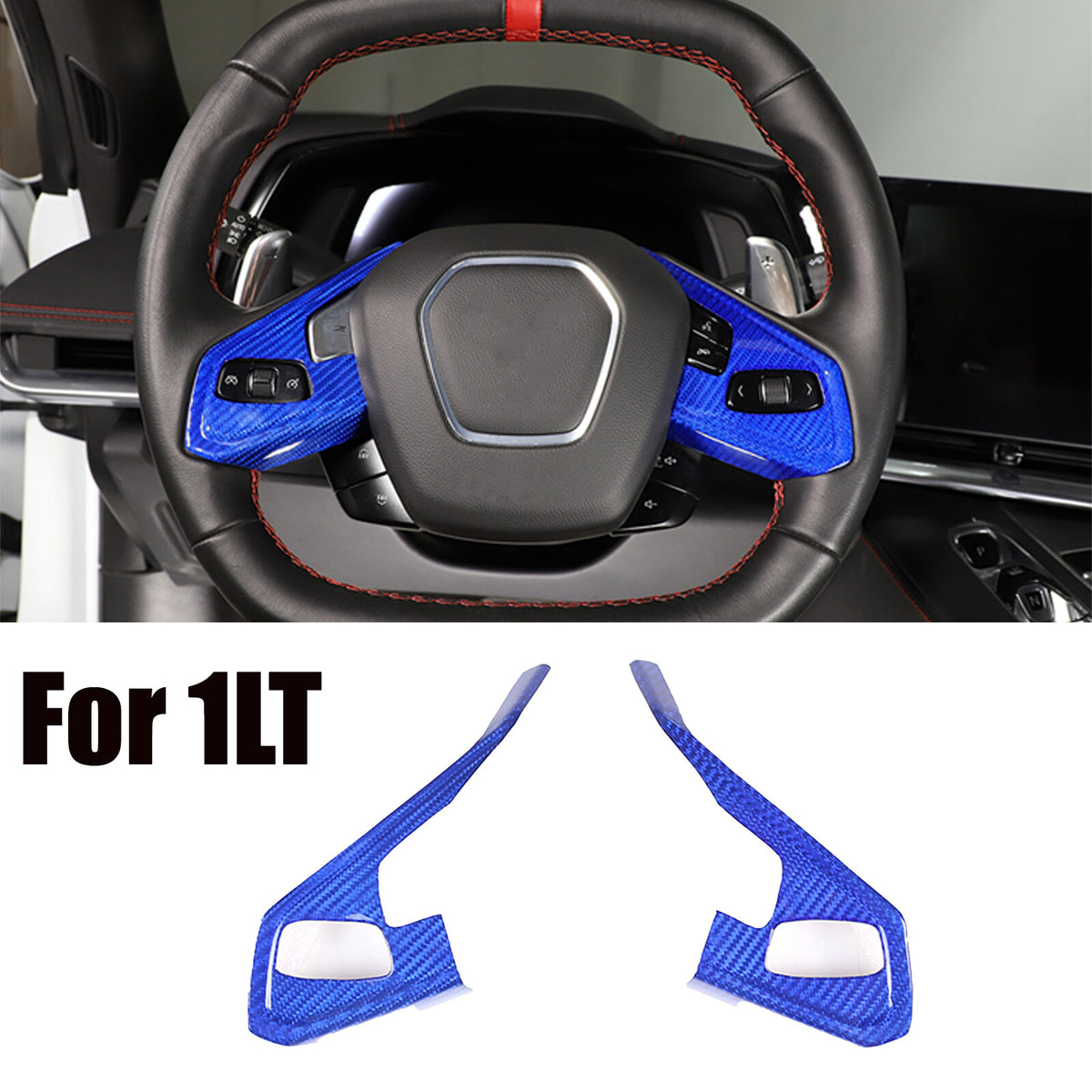 Blue Real Carbon Fiber Full Interior Set Decor Trim Kit for Corvette C8 20-25 - Variants 16-20 45