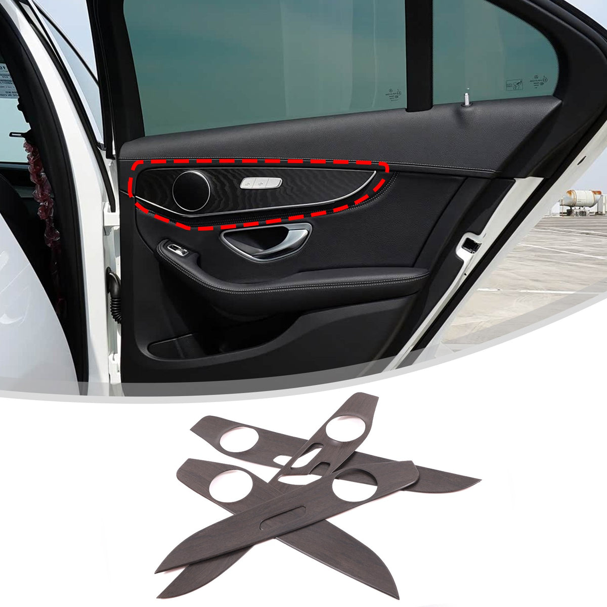 Oak Wood Grain ABS Interior Door Panel Trim For Benz C-Class W205 2015-2021 US 8