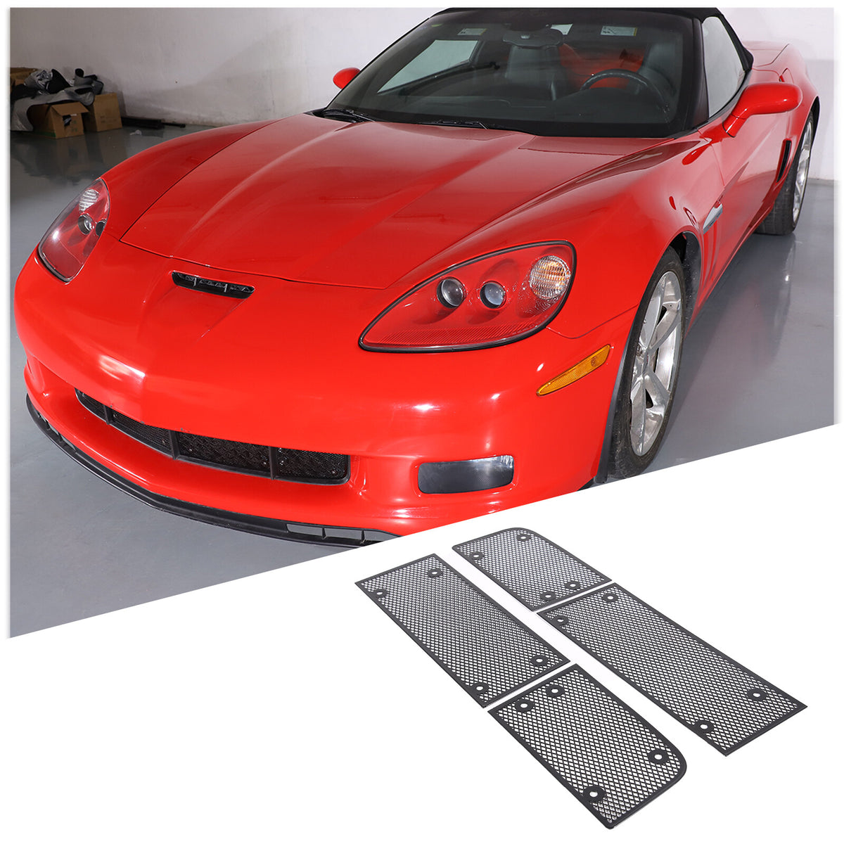 Front Grille Guard Side Vent Intake Mesh Grille Insert For Corvette C6 05-13 2