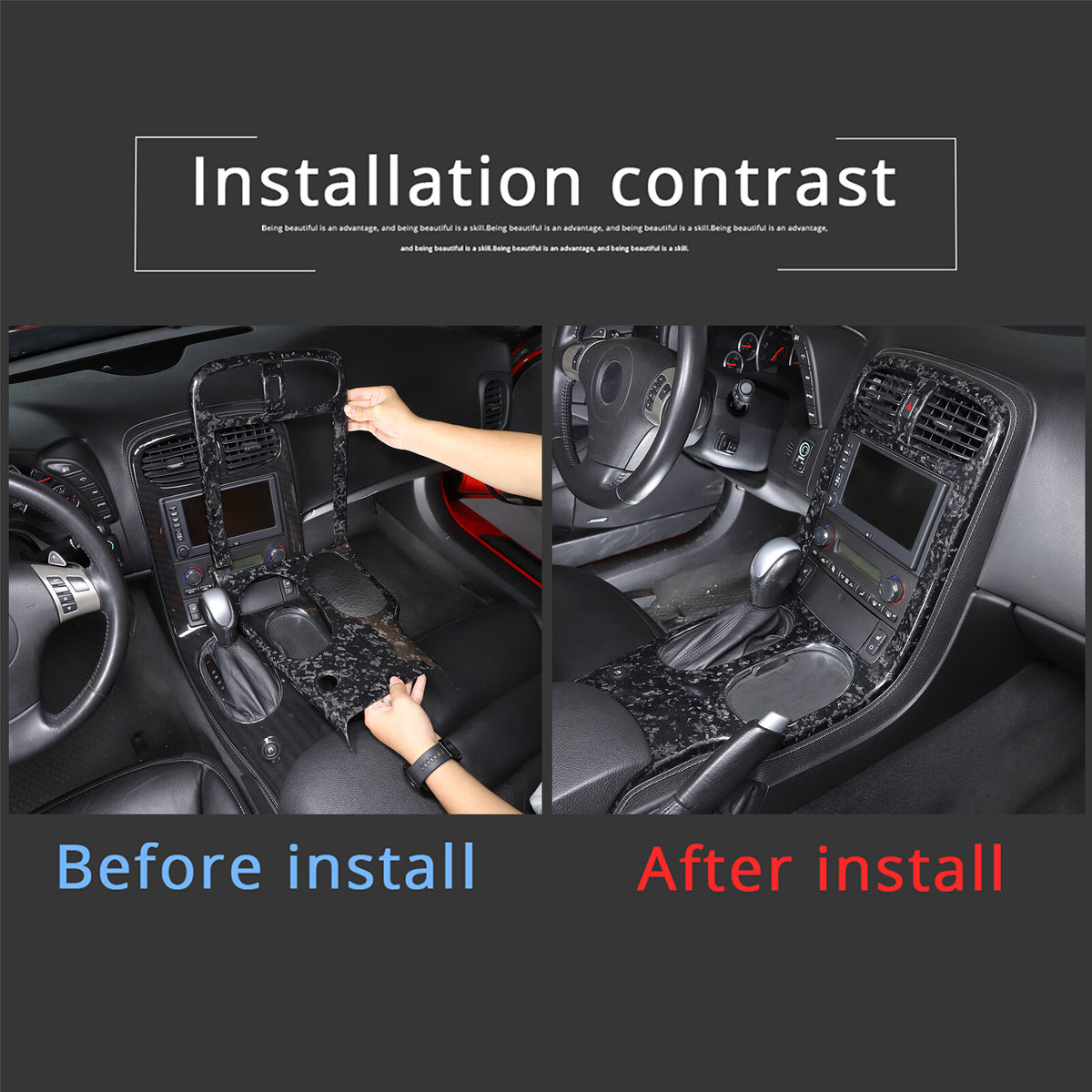 Forged Carbon Fiber Interior Full Center Console Trim Set For Corvette C6 05-13 17