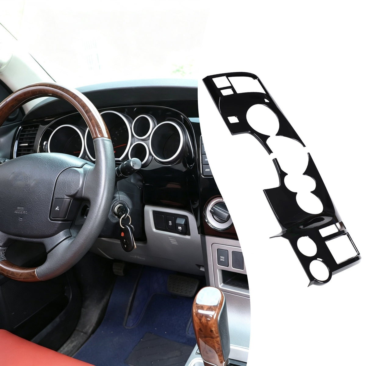 Glossy Piano Black ABS Instrument Panel Trim Cover For Toyota Tundra 2007-2013 19