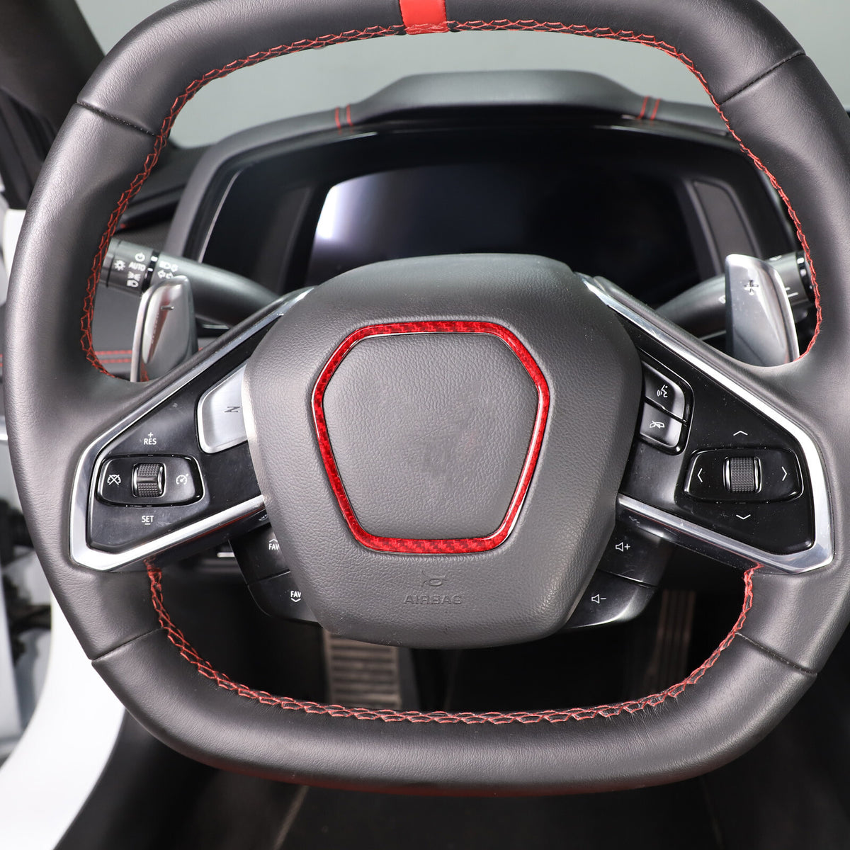 Red Real Carbon Fiber Full Interior Set Decor Trim Kit for Corvette C8 20-25 - Styles 31-35 12