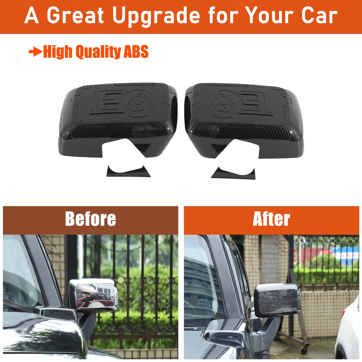 Mech ABS Carbon Fiber Outer Rearview Mirror Cover Trim For Hummer H3 2005-09 US 24