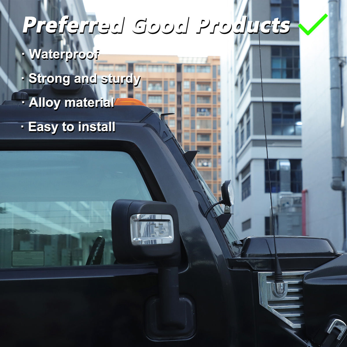 Carbon Steel A-Pillar LED Light Bar Mount Bracket For Hummer H2 2003-2009 8