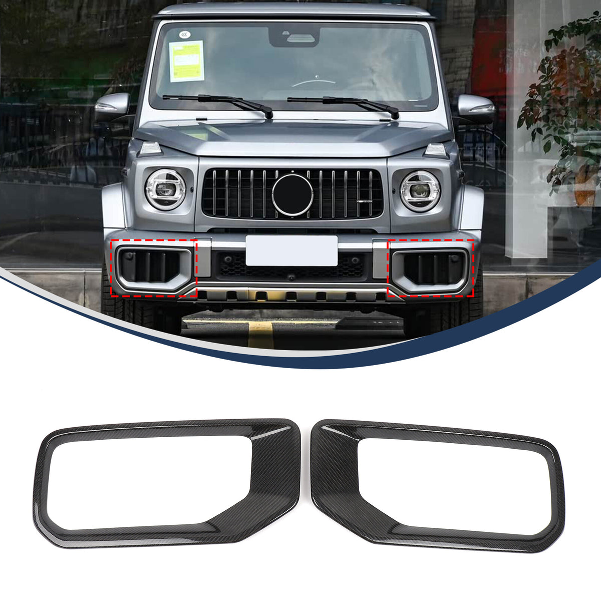 Real Carbon Fiber Front Bumper Air Intake Grille Trim Set For Benz G63 W465 25+ 11