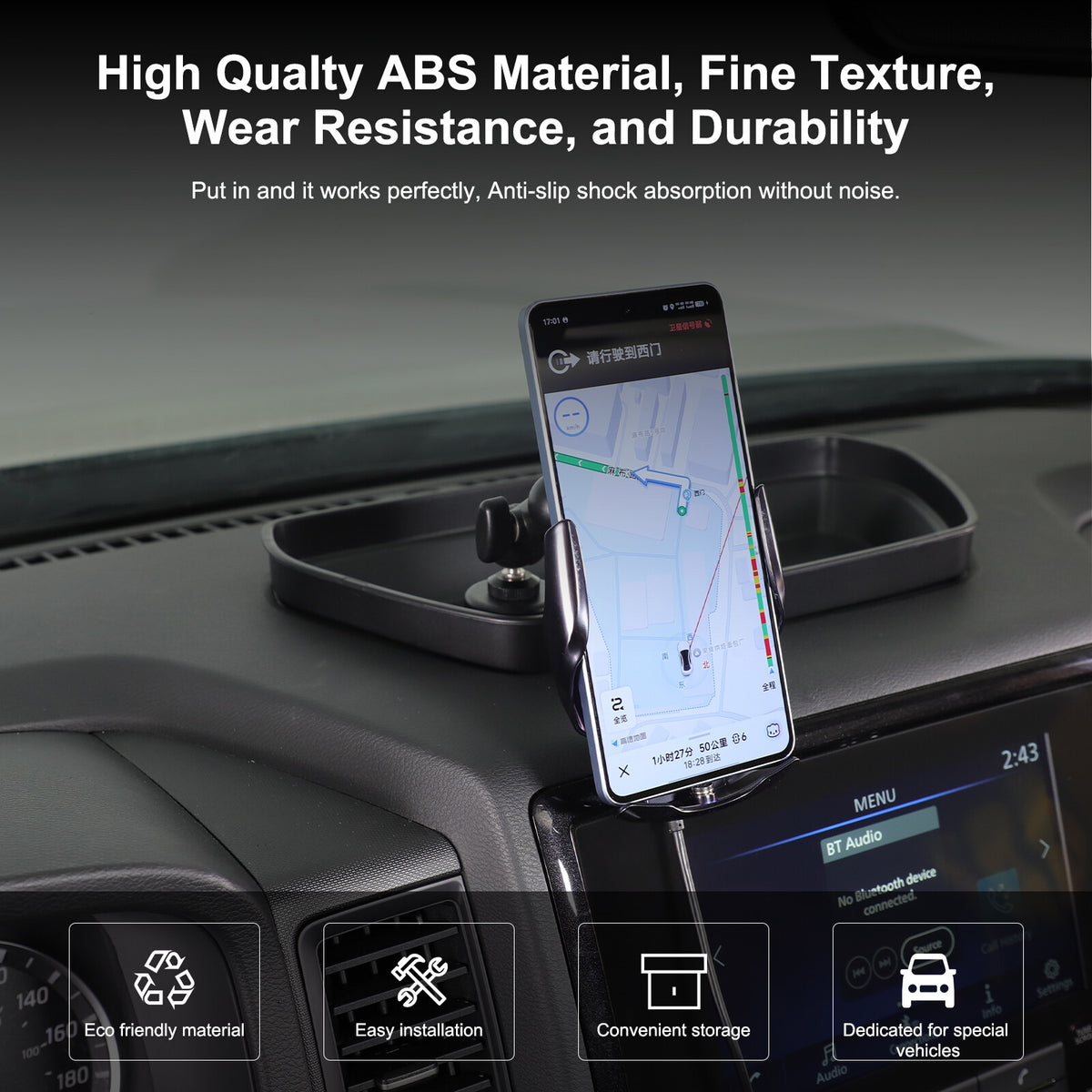 Wireless Dashboard Storage Tray Box Phone Holder For Nissan Frontier D41 2022-24 16