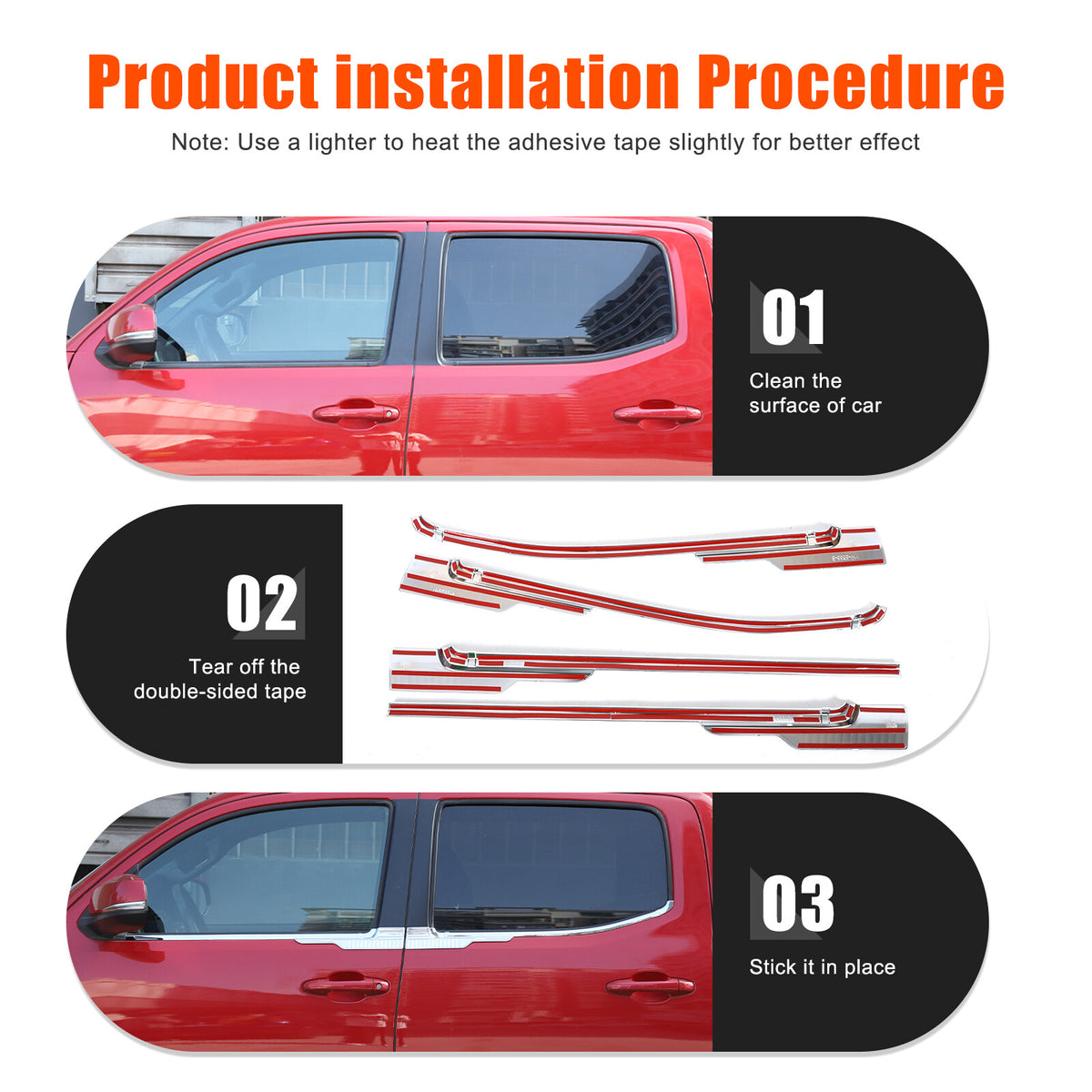 Silver Exterior Window Bottom Sill Trim Strip For Toyota Tacoma 2015-2022 24