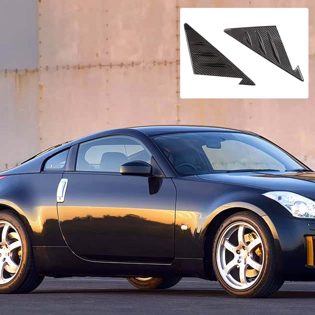 Real Carbon Fiber A-Pillar Triangle Trim For Nissan 350Z Z33 2003-2006 1