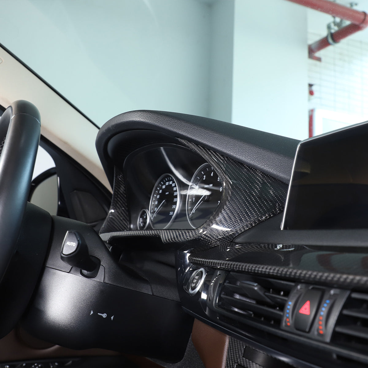 Real Carbon Fiber Dashboard Instrument Frame Cover Trim For BMW X5 F15 14-18 3