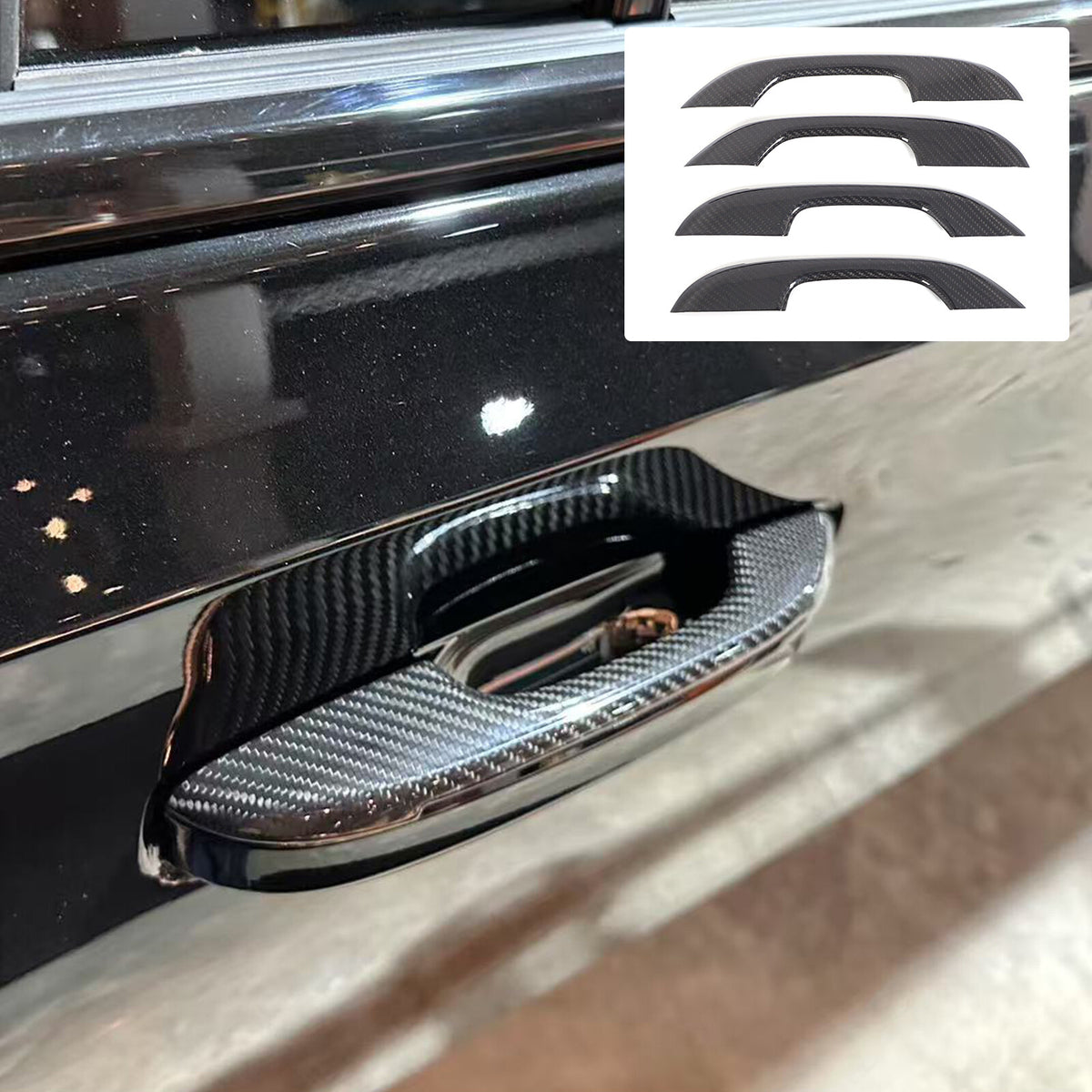 Real Carbon Fiber Exterior Door Handle Cover Trim For Cadillac Escalade 2021-23 1