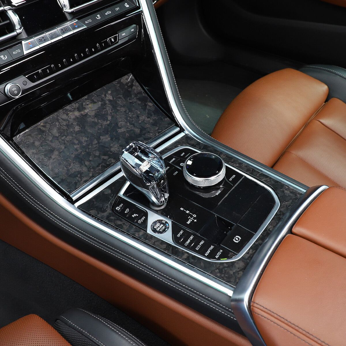 Forged Carbon Fiber Car Gear Shift Panel Decor Cover Trim For BMW 8 Series 19-22 10