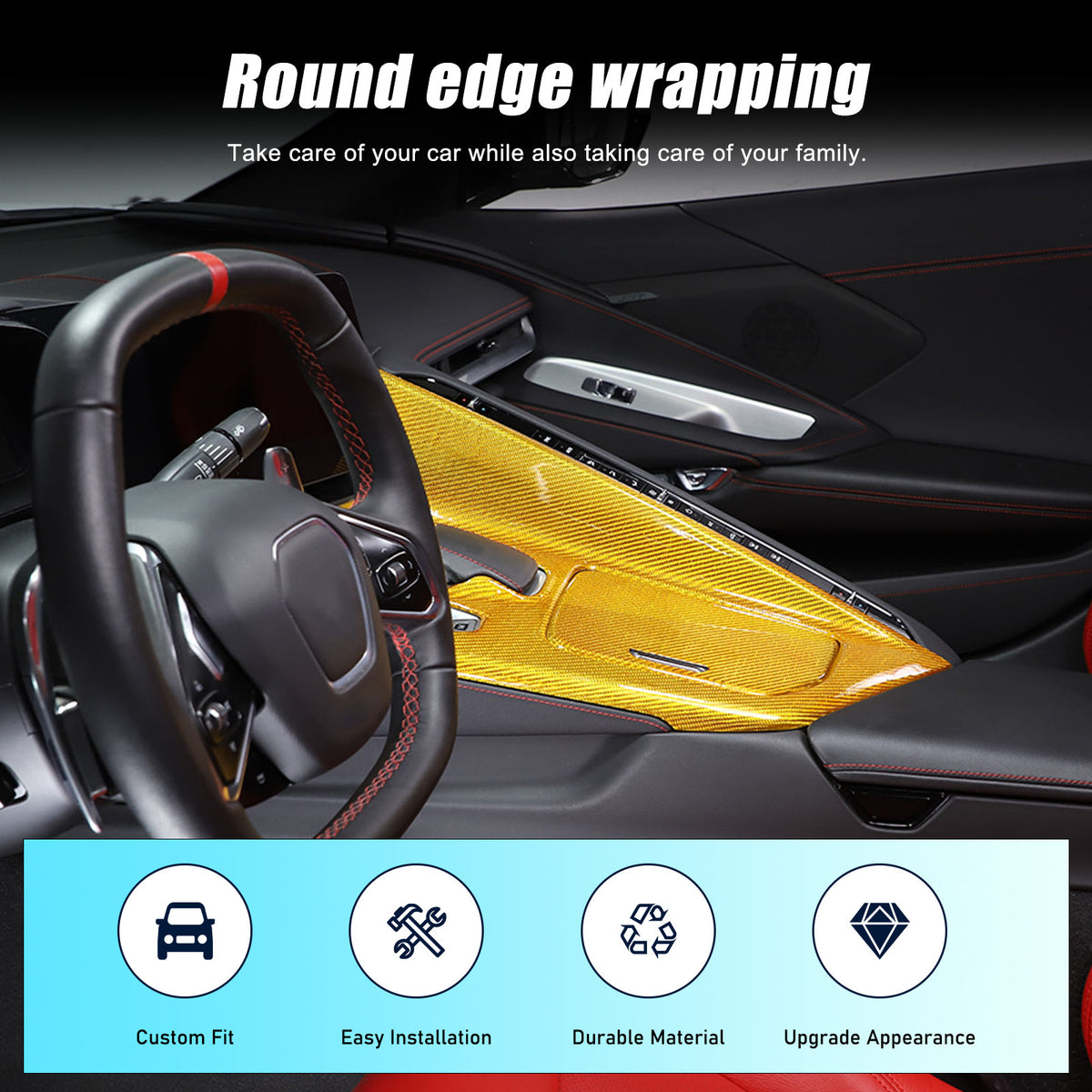 Real Carbon Fiber Center Console Gear Shift Panel Cover For Corvette C8 2020-25 2