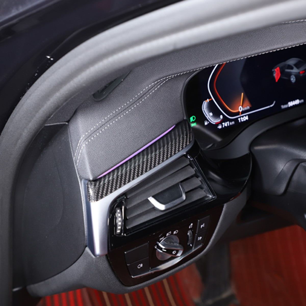 Real Carbon Fiber Center Left Air Vent Upper Trim For BMW 5 6 G30/G38/G32 US 2