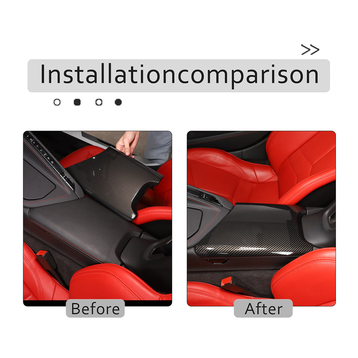 2pcs ABS Carbon Fiber Interior Center Armrest Trim Cover For Corvette C8 2020-26 14