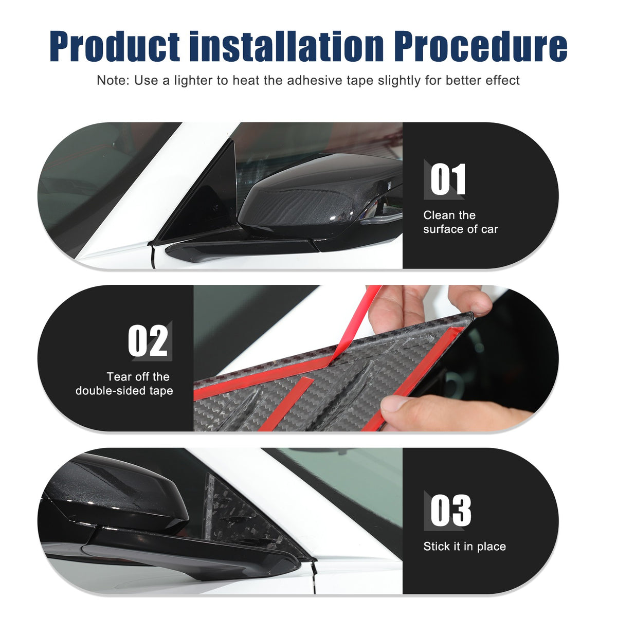 Forged Real Carbon Fiber A-Pillar Triangle Trim Cover For Corvette C8 2020+ 4