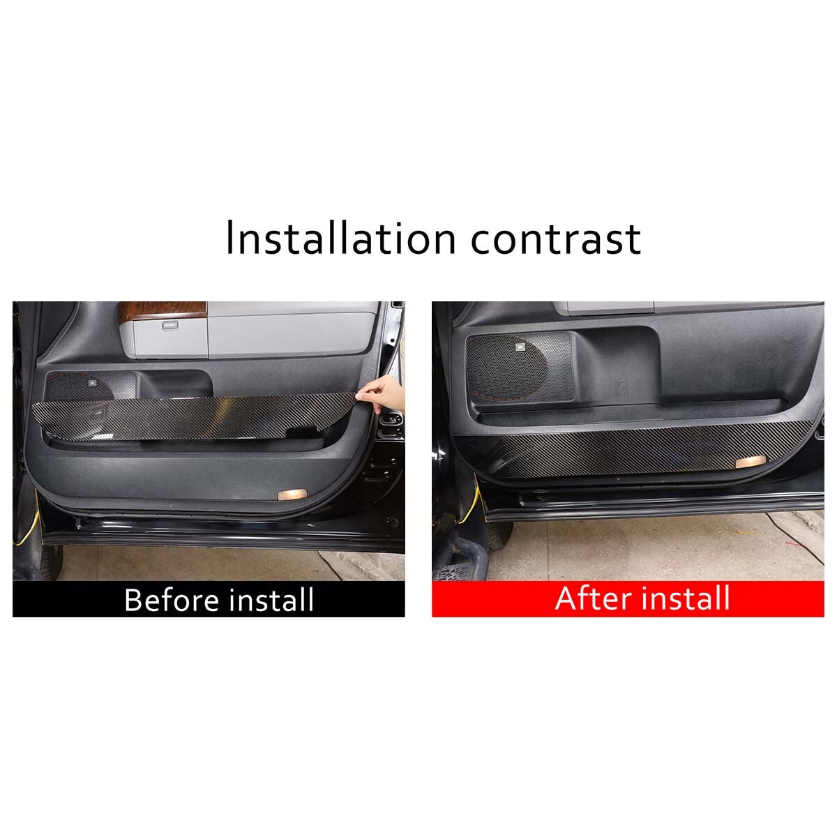 4PCS Carbon Fibre Door Panel Bottom Anti-kick Trim For Toyot-a Tundra 2007-2013 3