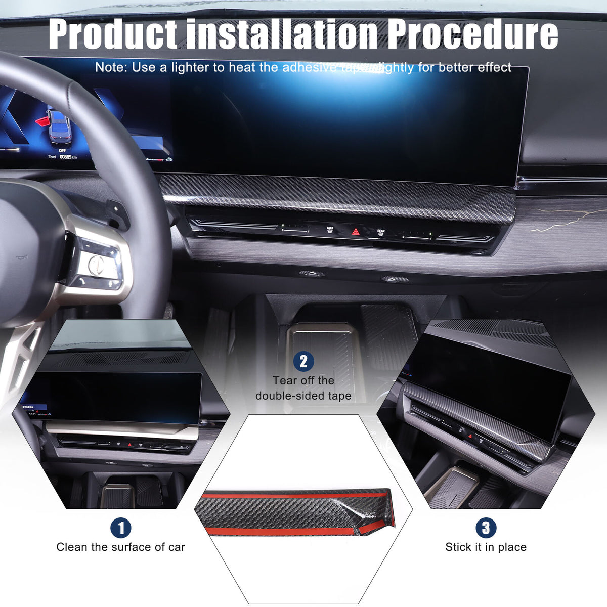 Real Carbon Fiber Navigation Screen Lower trim For BMW 5 Series G60 i5 2024+ 3