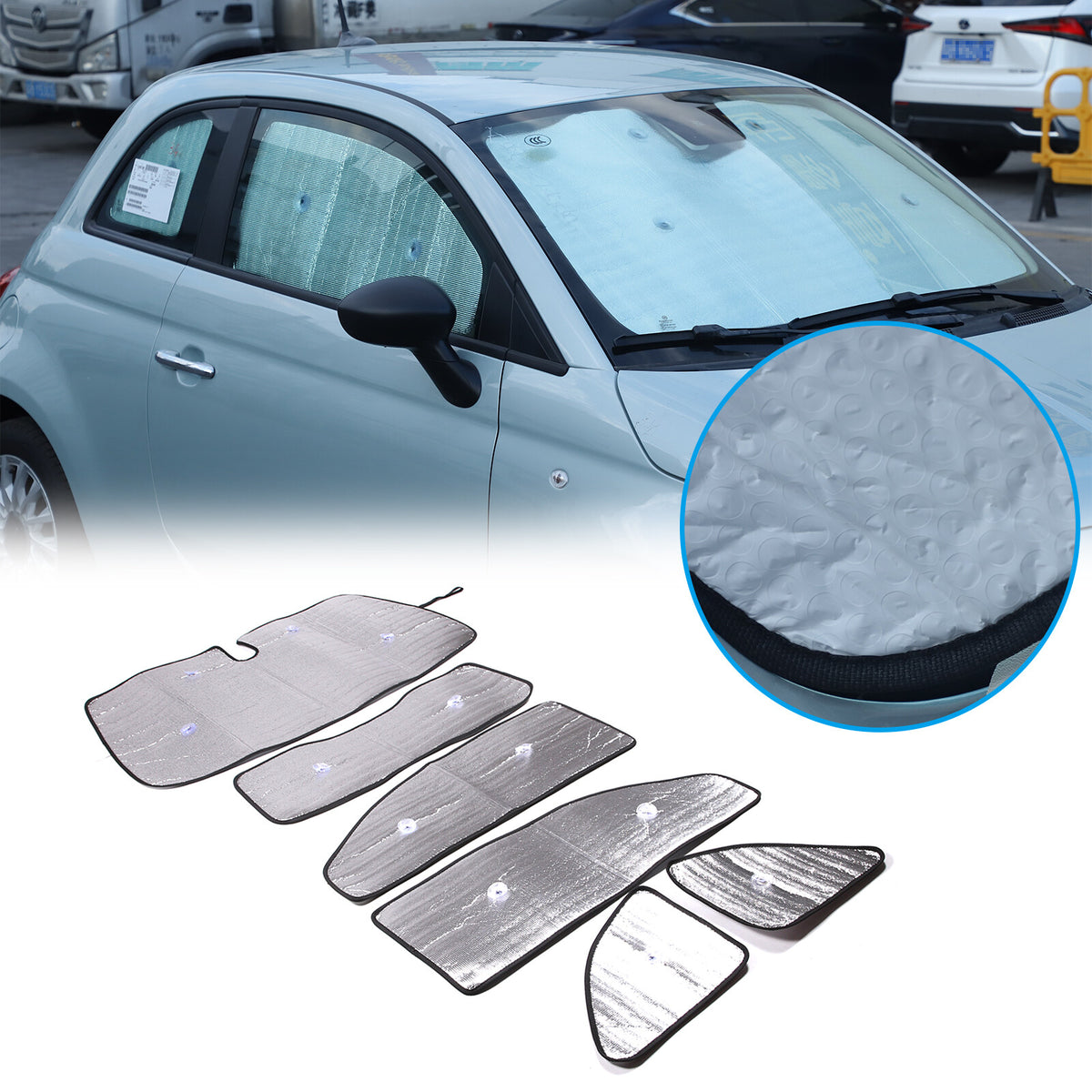 Full Side Window Sun Shield Privacy Sunshade 6pcs For Abarth 595 2011-2023 US 17
