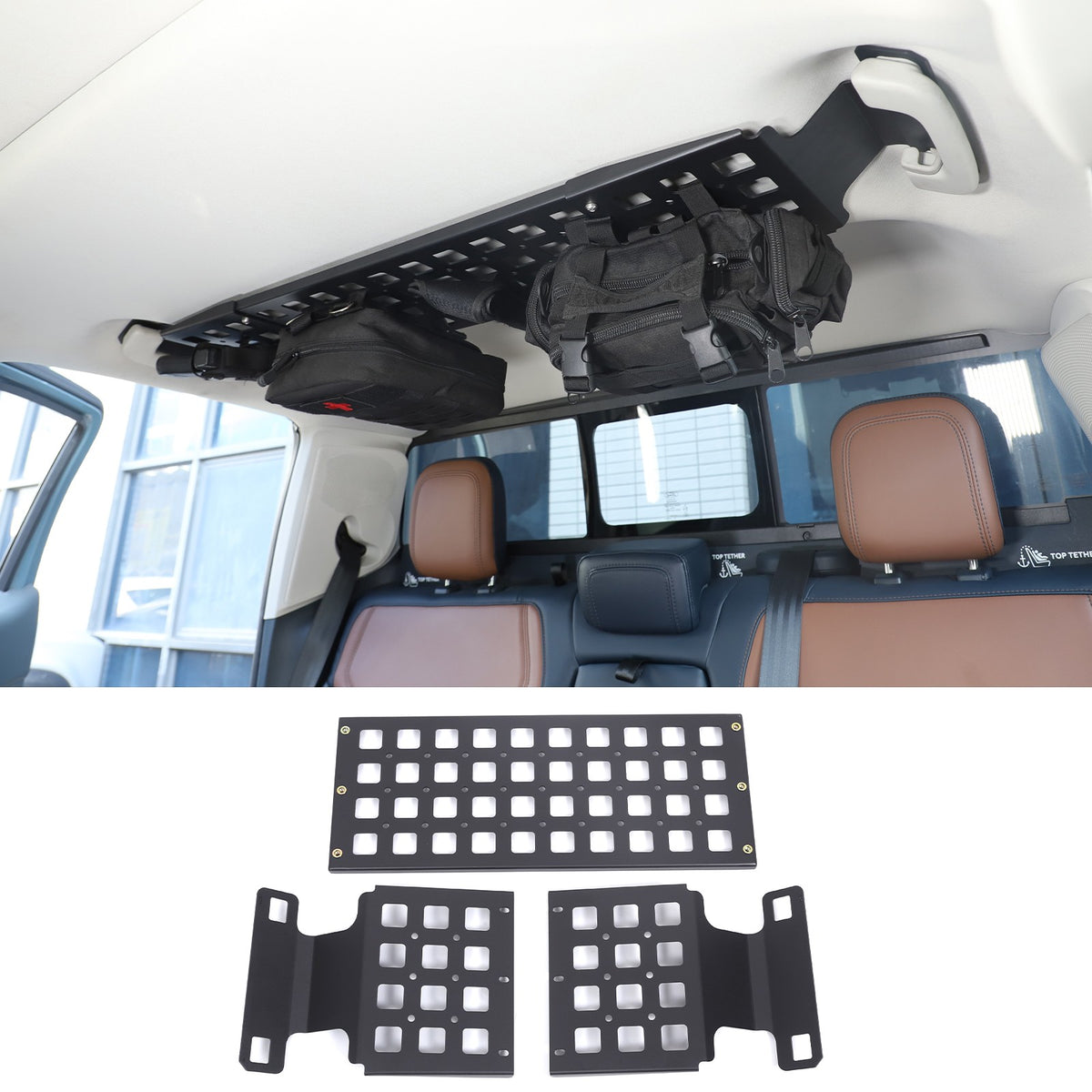 Aluminum Alloy Rear Roof Hanging Bag Rack Molle Panel For Ford Maverick 2022+ 11