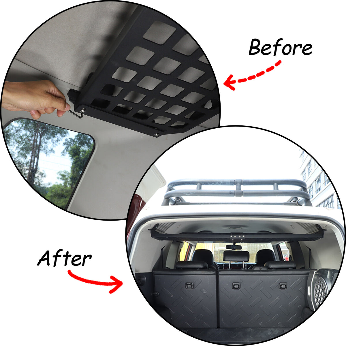 Modular Storage Overhead Molle Panel Rear Trunk Shelf for Toyota FJ Cruiser 07+ 14