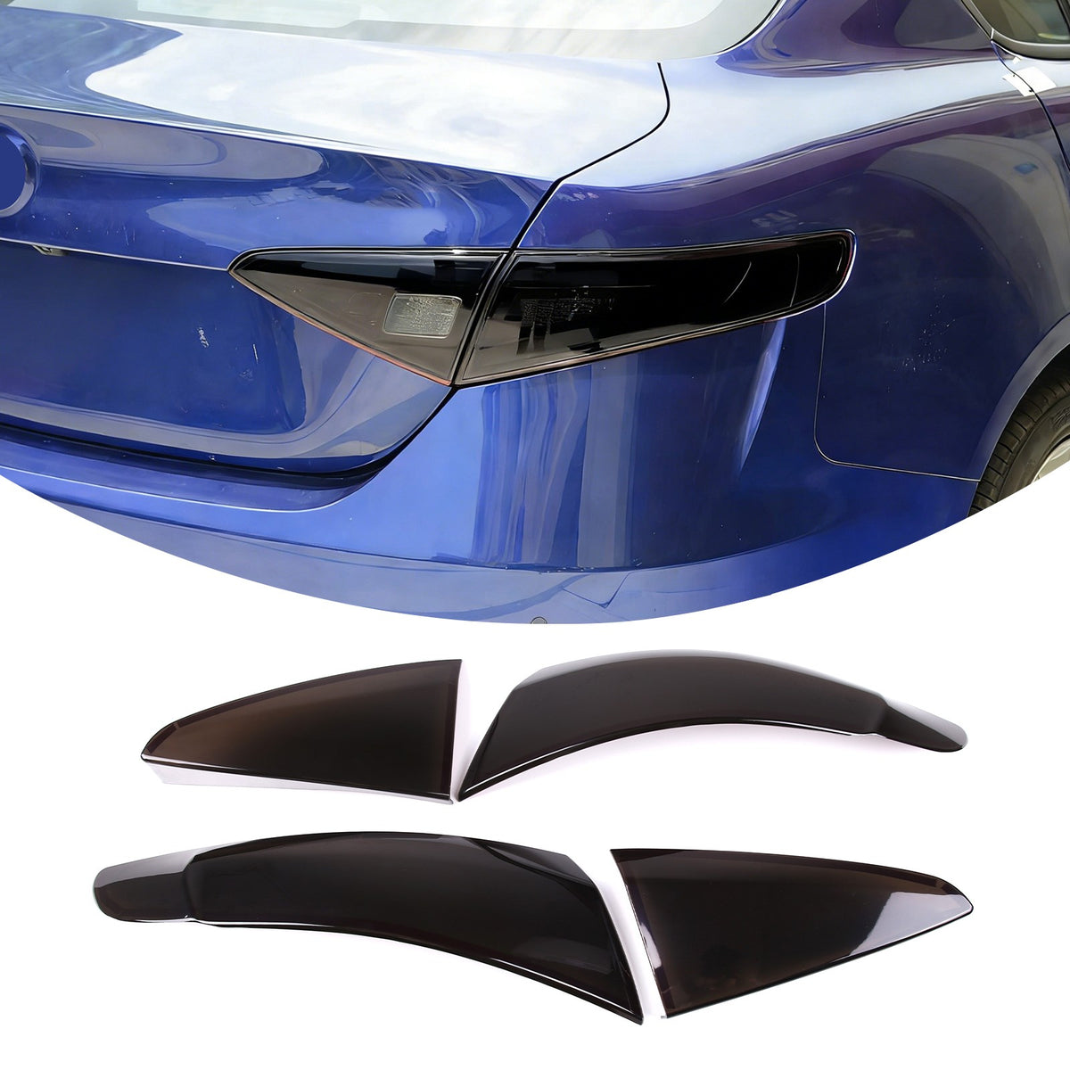 Four Smoked Covers Rear Tail Light Blackout Molded For Alfa Romeo Giulia 2017-22 6