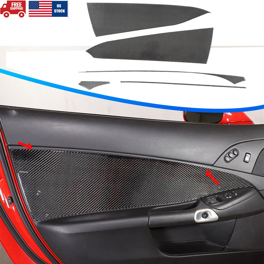 4pcs Carbon Fiber Door Waist Panel trim Sticker Set For Corvette C6 05-13 US 1