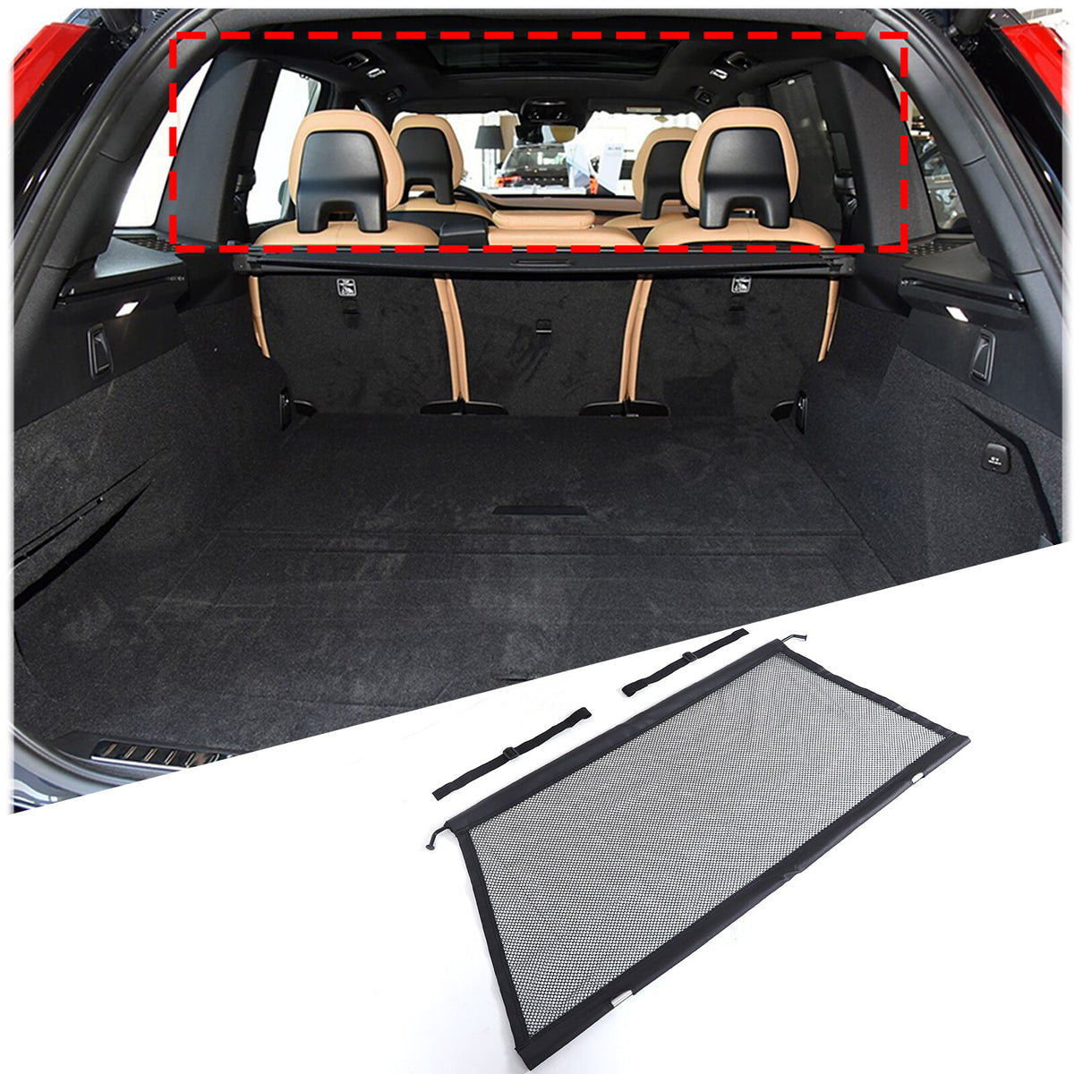 Black Cargo Back Seat Trunk Isolation Net Pet Barrier For Volvo XC60 2018+ 8