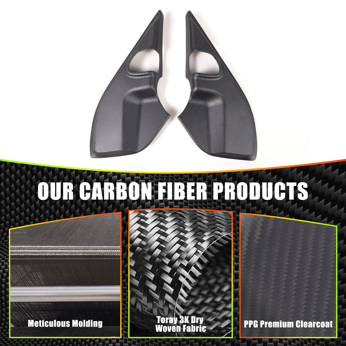 Matte Real Carbon Fiber A pillar Door Speaker Trim Cover For LR Defender 20-24 7