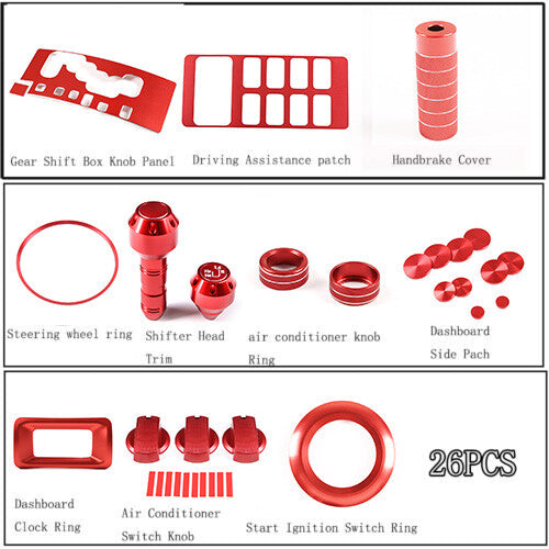 Red Alloy Dashboard Centrol Console Trim Set For Toyota FJ Cruiser 2007-21 1
