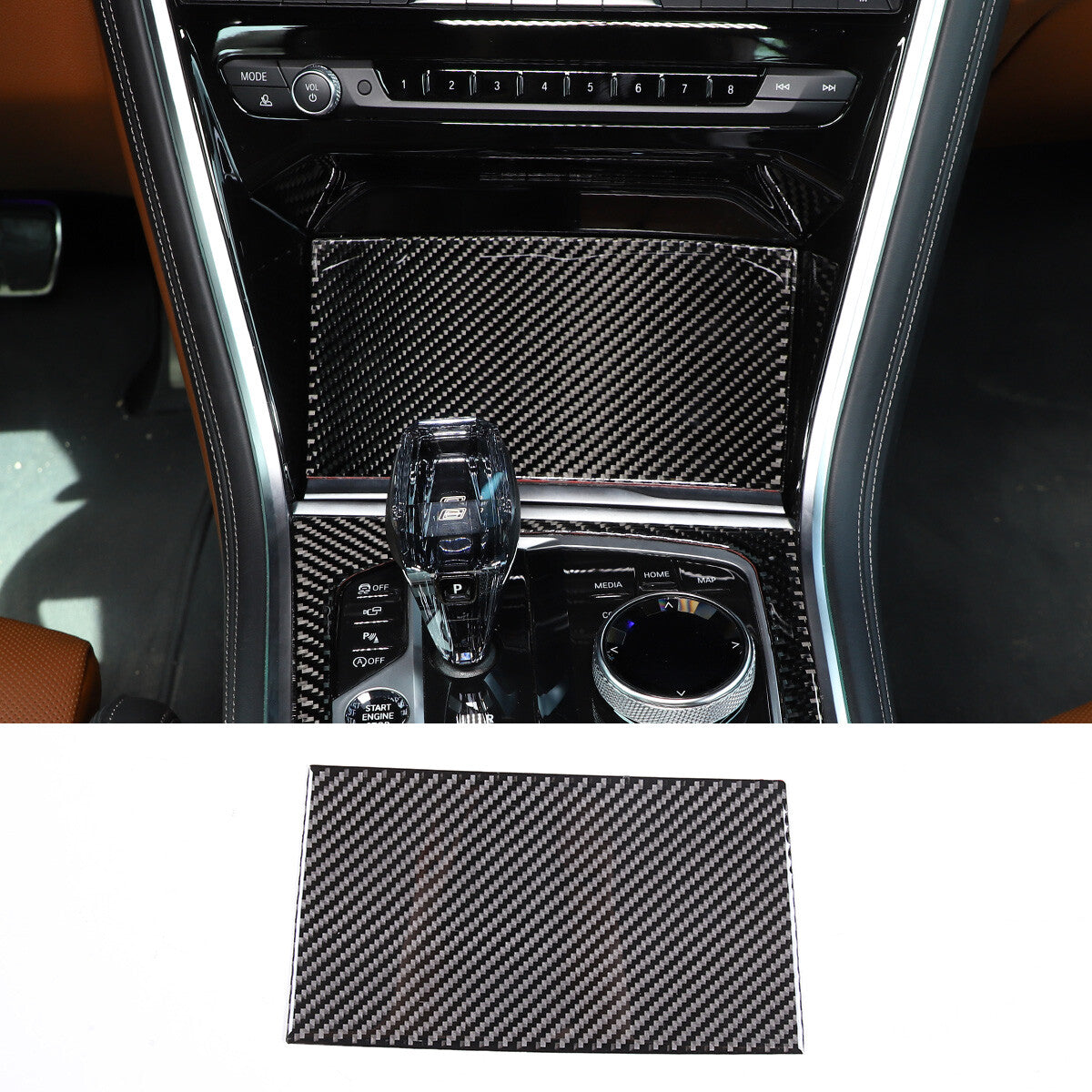 4pcs Carbon Fiber Console Gear shift Panel Trim Cover For BMW 8 Series G15 19-22 2