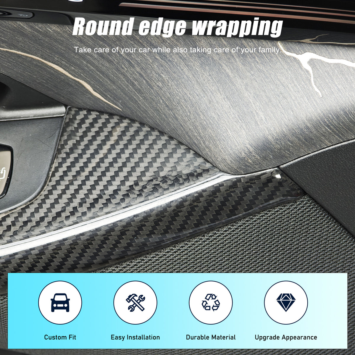 Real Carbon Fiber Window Lift Switch Button Trim Frame For BMW 5 Series G60 24+ 11
