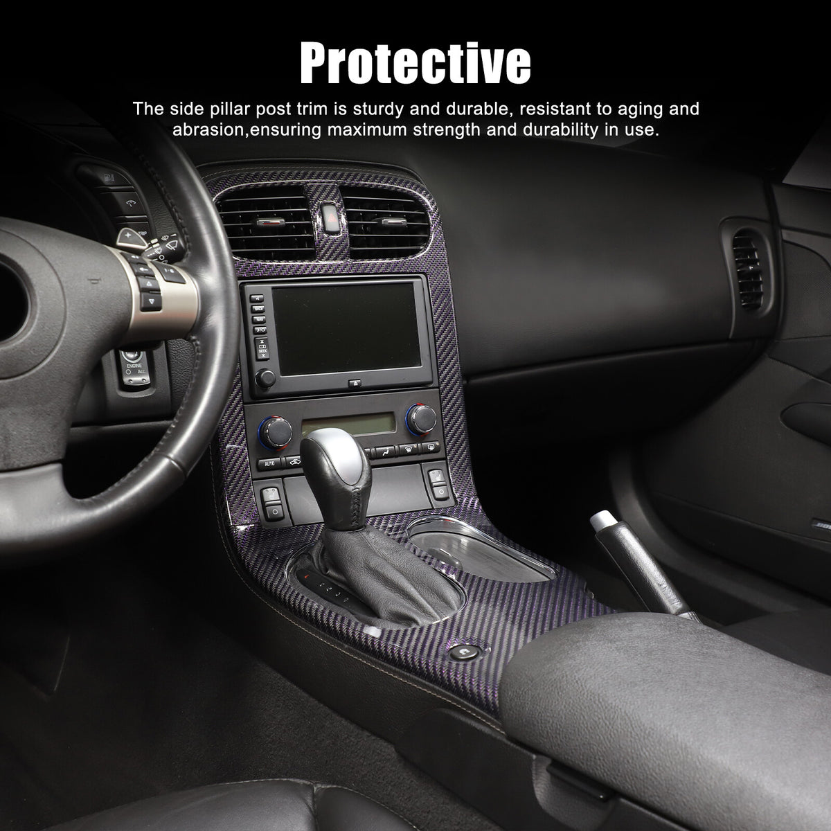Real Carbon Fiber Interior Center Console Gear Trim For Corvette C6 2005-2013 19