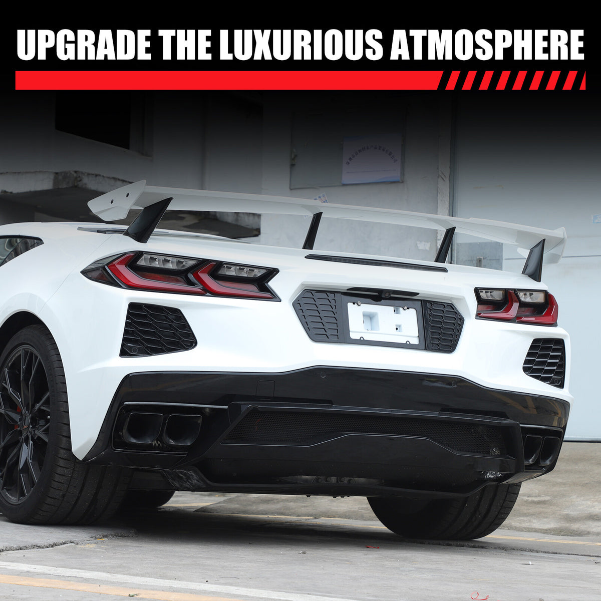 Glossy Black Alloy Rear License Plate Filler Panel Trim for Corvette C8 2020+ 21