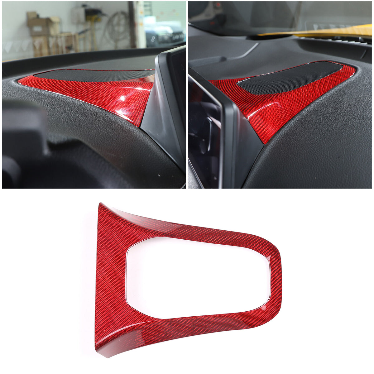 Red Real Carbon Fiber Center Dashboard Speaker Panel Trim For Toyota Supra 19+ 2