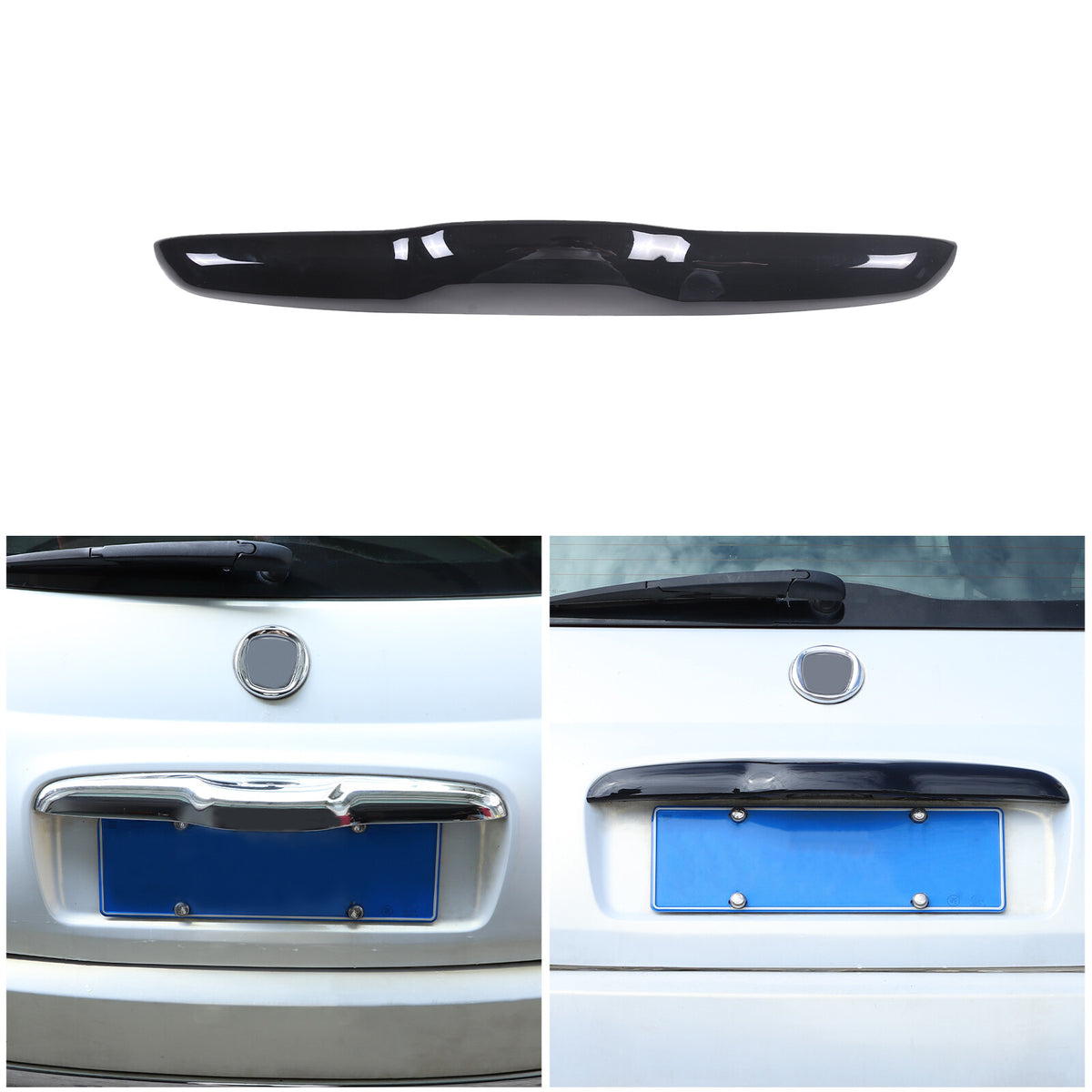 Glossy Black ABS Tailgate Trunk Handle Cover Trim For FIAT 500 2011-23 1