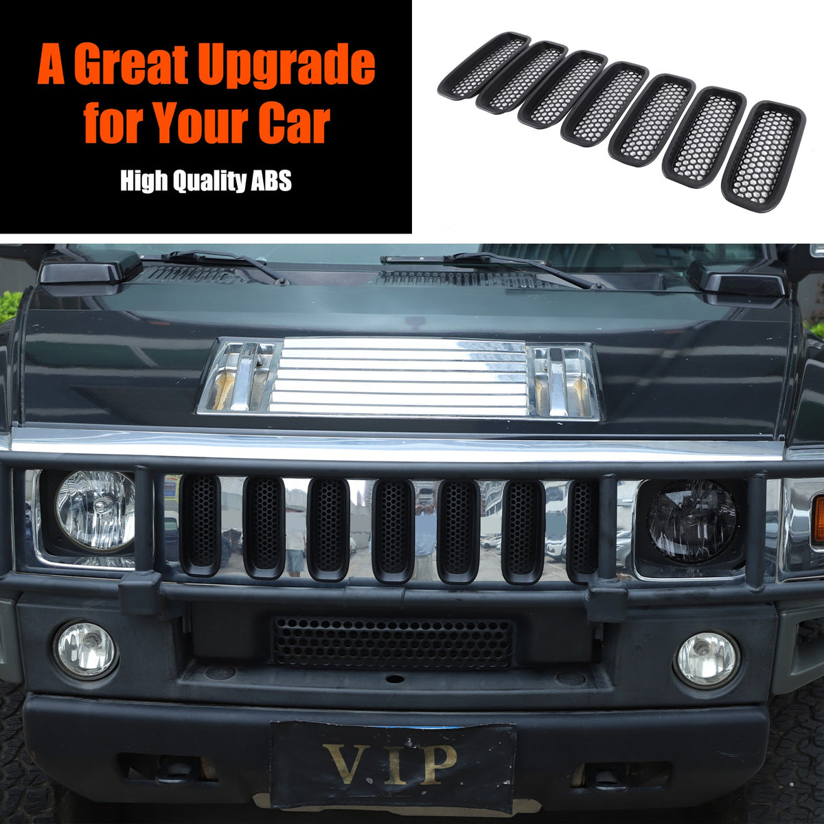 Black ABS Front Grille Anti-Insect Bug Screen Trim For Hummer H2 2003-2007 18