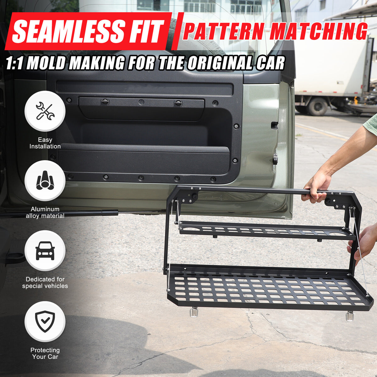 Alloy Rear Tailgate Shelf Rack Foldable Table For Land Rover Defender 2020-24 US 3